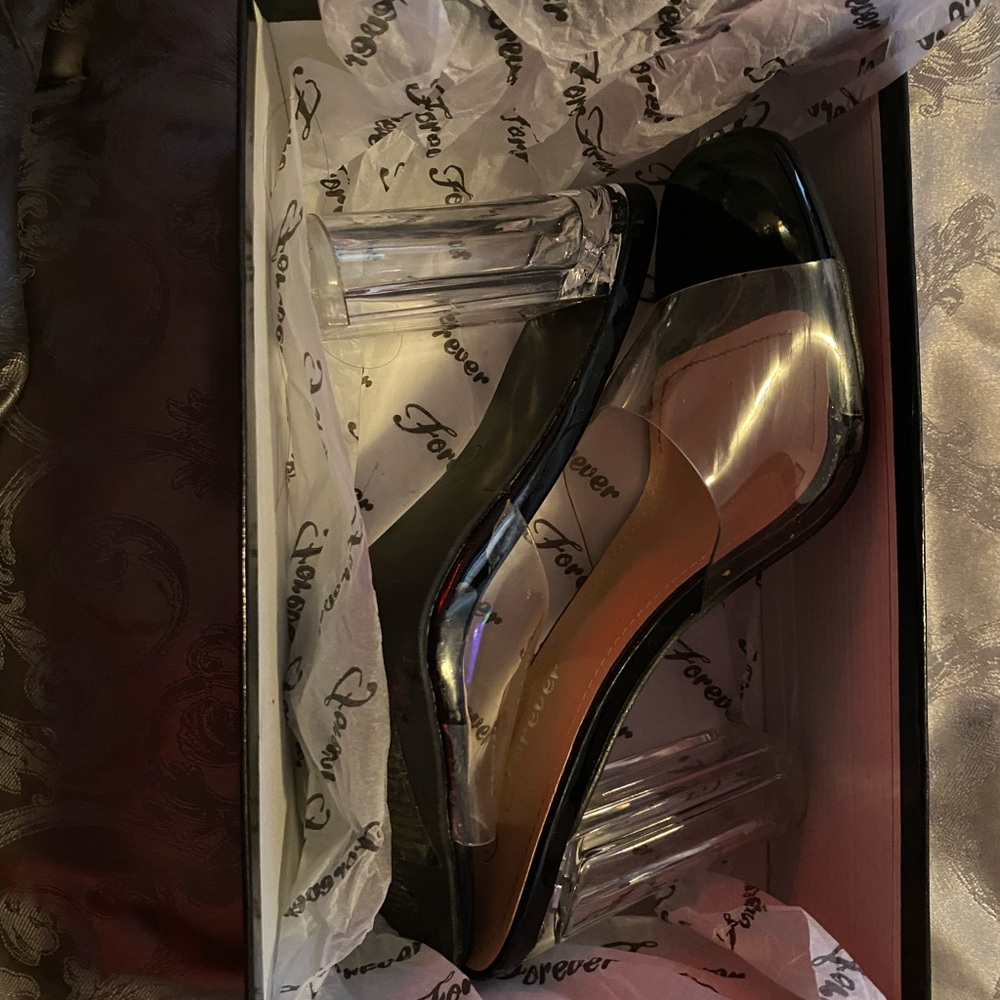 Forever 21 Black and White Patent Leather Heels